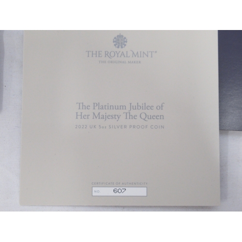 68 - The Royal Mint - The Platinum Jubilee of Her Majesty The Queen 2022 UK 5oz Silver Proof Coin, Limite... 