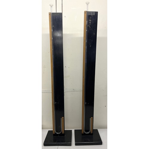 777A - Pair of Griffin and Tatlock scientific instruments, glass measuring tubes on ebonised stands, H112cm... 