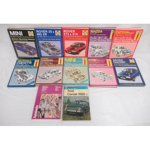 373 - Collection of Haynes manuals on Minis, Rovers, Mazda, etc. with a autobooks manual for the Anglia Pr... 