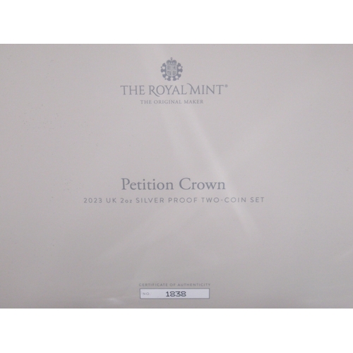 101 - The Royal Mint Petition Crown 2023 UK 2oz Silver Proof Two-Coin, Limited Edition No. 1838/3250, enca... 