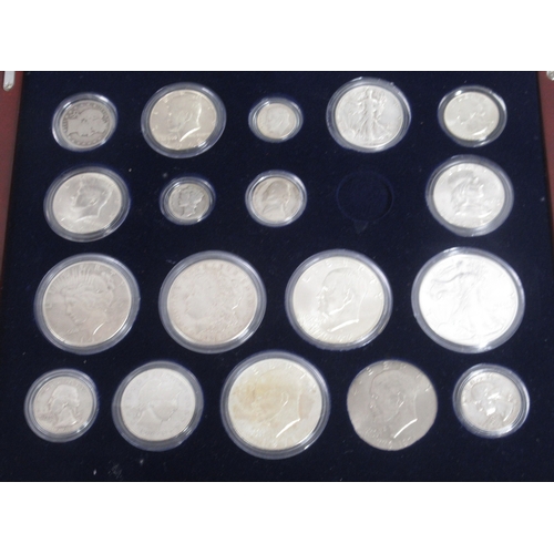 104 - PCS Stamps and Coins - Incomplete 'A Century of US Silver Coins' in display case with single drawer,... 