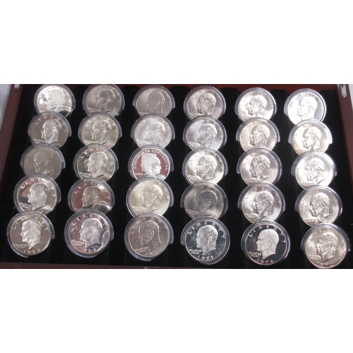 143 - PCS Stamps and Coins 'The Complete Collection of Eisenhower Dollars' coin cabinet con.t 30 encapsula... 