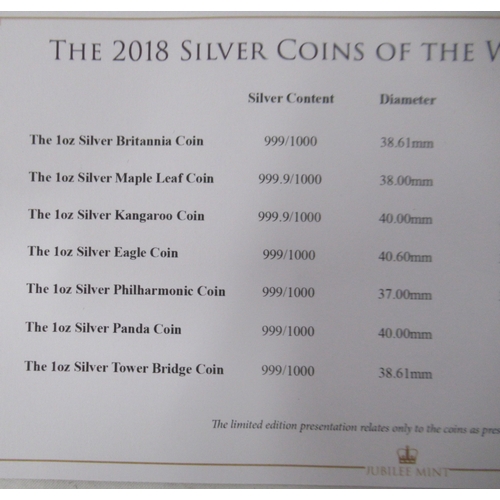 106 - Jubilee Mint - The 2018 Silver Coins of the World Collection 7  1oz silver proof coin set, all encap... 