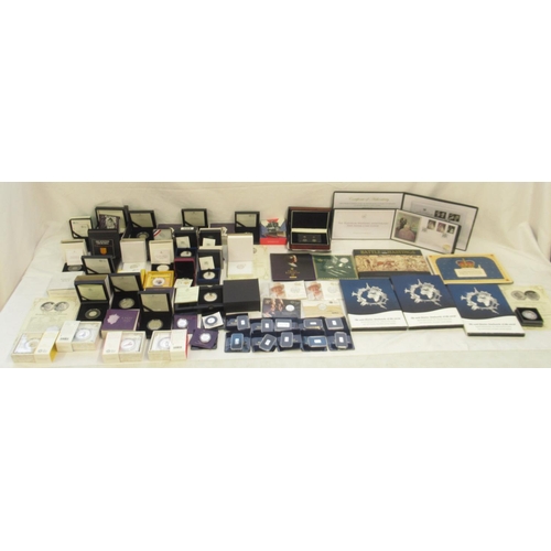 113 - Collection of Silver Proof coins and ingots, encapsulated in cases and sets, majority with COAs, to ... 