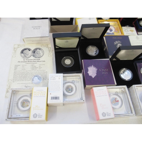 113 - Collection of Silver Proof coins and ingots, encapsulated in cases and sets, majority with COAs, to ... 