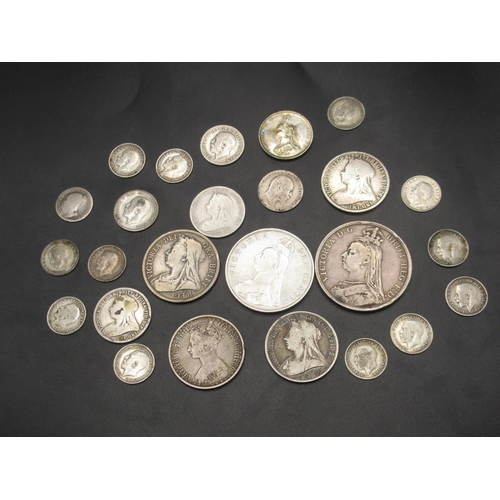 45 - Small collection of Pre-1920 GB Silver Content coins, to inc. 1887 Double Florin, 1890 Crown, etc. (... 