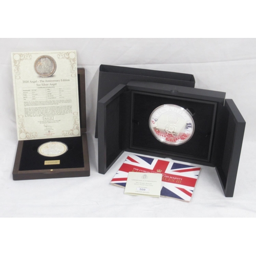 70 - The London Mint Office 2020 Angel The Anniversary Edition 5oz Silver Angel coin, encapsulated in cas... 