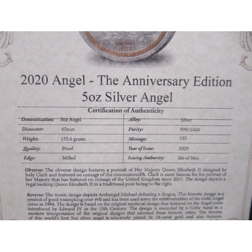 70 - The London Mint Office 2020 Angel The Anniversary Edition 5oz Silver Angel coin, encapsulated in cas... 