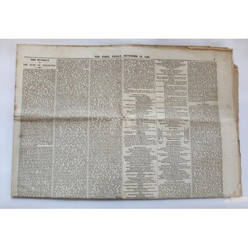 1220 - Original copy of The Times newspaper reporting the funeral of the Duke of Wellington.
Complete issue