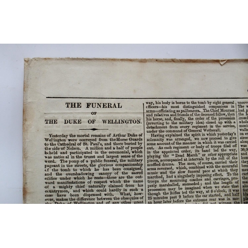 1220 - Original copy of The Times newspaper reporting the funeral of the Duke of Wellington.
Complete issue