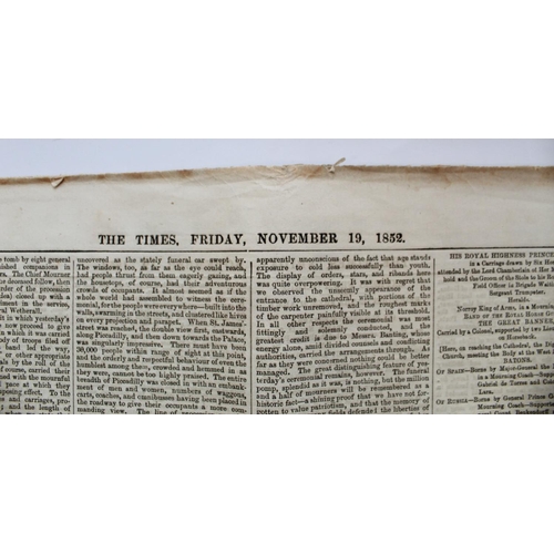 1220 - Original copy of The Times newspaper reporting the funeral of the Duke of Wellington.
Complete issue