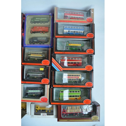 26 - Collection of 1/76 (OO gauge) scale diecast bus and truck models from EFE, models appear mint, boxes... 