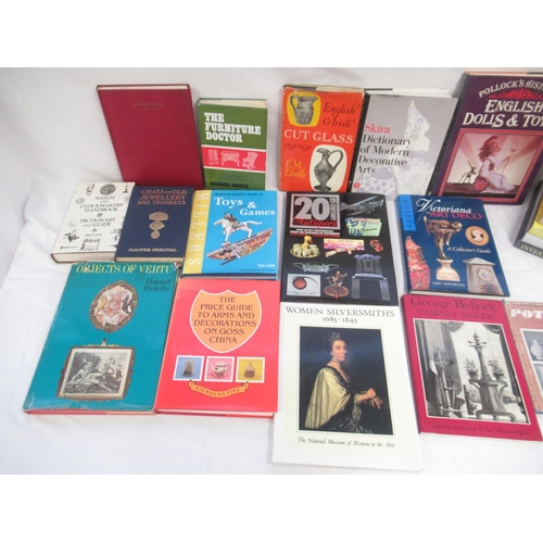 301 - Collection of Antiques reference books covering furniture, glass, ceramics, dolls, etc. (25)