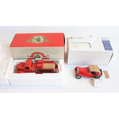 38 - Collection of diecast model vehicles to include a 1/34 scale First Gear Mack L Series Pumper fire en... 