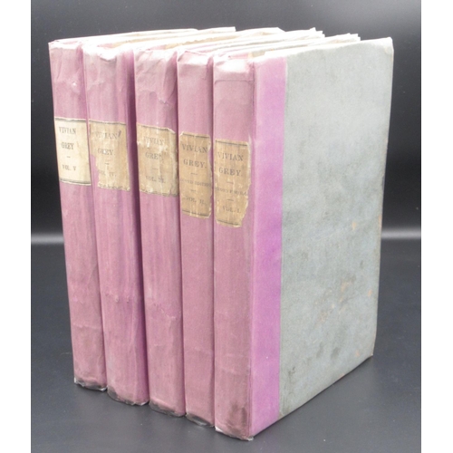 257 - Benjamin Disraeli, Vivian Grey, Henry Colburn, 1826 & 1827 in 5 volumes, hardbacks