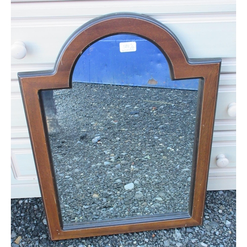 581 - Modern bleached oak finish chest of four drawers, and an arched top wall mirror, (2)