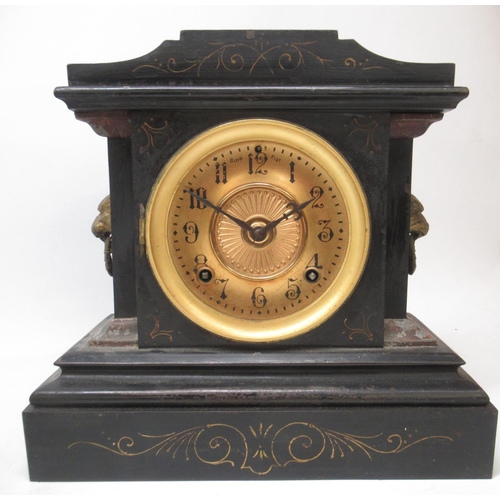 216 - Ansonia 8 day japanned mantle clock, 4 1/2