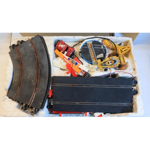 71 - Collection of playworn Scalextric including sets, cars, track (corroded) and accessories, qty, all A... 