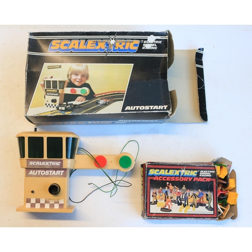 71 - Collection of playworn Scalextric including sets, cars, track (corroded) and accessories, qty, all A... 