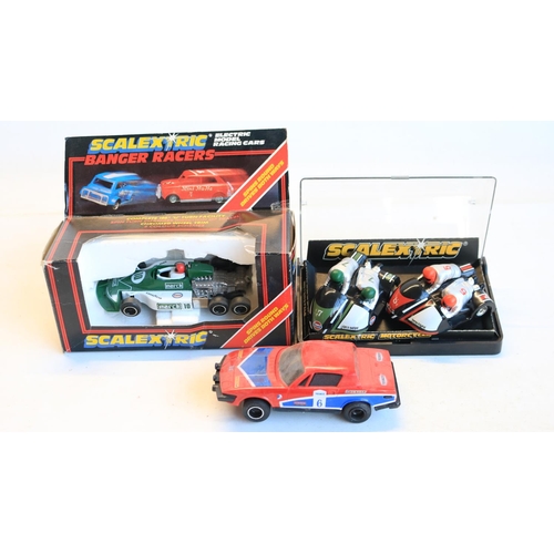 71 - Collection of playworn Scalextric including sets, cars, track (corroded) and accessories, qty, all A... 