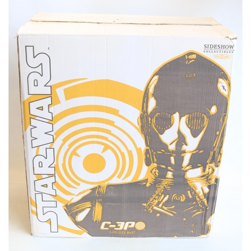 Sideshow Collectibles 400054 Star Wars C-3PO life size bust, limited edition 226/750 in at least excellent condition with working battery operated illuminated eyes, box good, complete with original outer brown card shipping box

POA https://www.bradleys.ltd/quotation-request-form