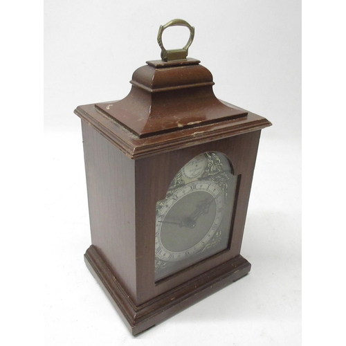 197 - Rotheram's 8 day George III style mahogany mantle timepiece, caddy top with brass carrying handle, b... 