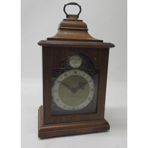 198 - Rotheram's 8 day George III style mahogany mantle timepiece, caddy top with brass carrying handle, b... 