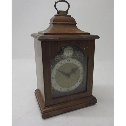 198 - Rotheram's 8 day George III style mahogany mantle timepiece, caddy top with brass carrying handle, b... 