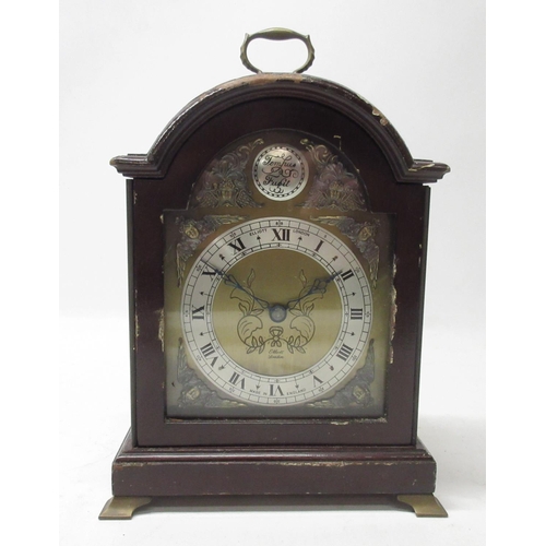 199 - Rotheram's 8 day George III style walnut bracket timepiece, dome top with brass carrying handle, bra... 