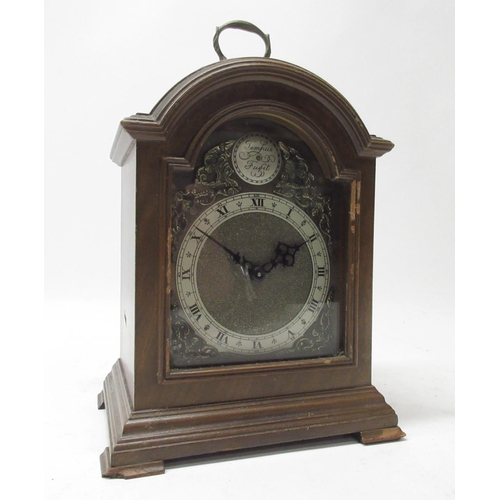 199 - Rotheram's 8 day George III style walnut bracket timepiece, dome top with brass carrying handle, bra... 