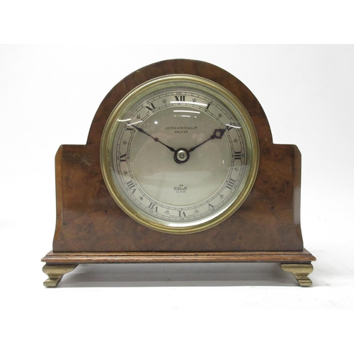 200 - Elliott Clocks for Mappin & Webb Ltd., London, 8 day figured walnut mantle timepiece, brass dial wit... 