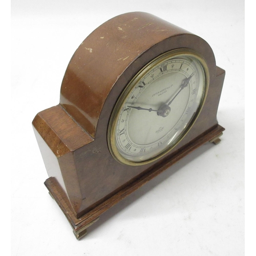 200 - Elliott Clocks for Mappin & Webb Ltd., London, 8 day figured walnut mantle timepiece, brass dial wit... 