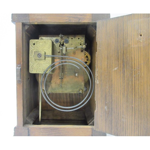 202 - Gluck Barograph & Recorder Co. Ltd., Art Nouveau 8 day oak mantle timepiece, shaped case with boxwoo... 