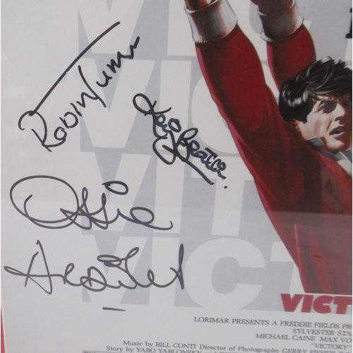 459 - Framed 'V for Victory' print with nine signatures - Robin Turner, Russell Osman, Kevin Beattie, Laur... 