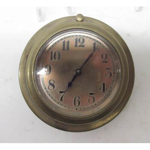 238 - Ripaults, Kings Road, London, 8 day plated car clock, signed silvered Arabic dial, D8.8cm; Duco 8 da... 