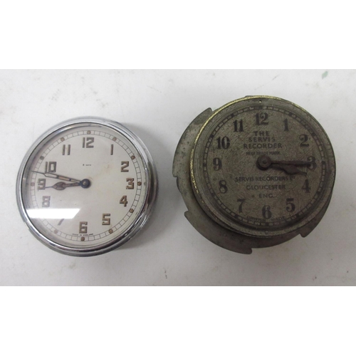 239 - Smiths for Jaguar, electric car clock, signed black Arabic dial, for negative earth, W6.6cm; two oth... 