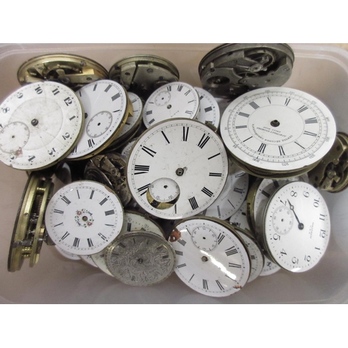 247 - 19th and 20th Century pocket watch dials, mostly enamel; some gold coloured metal, white metal, plat... 