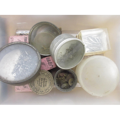 250 - Miscellaneous watch parts including pocket watch winders, cap jewels, T bars etc.