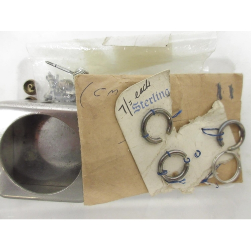 251 - Miscellaneous watch parts including pocket watch bows, watch mainsprings, winding crowns and stems e... 