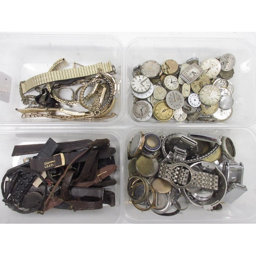 252 - Wristwatch movements, watch cases, wristwatch bracelets and watch straps etc.