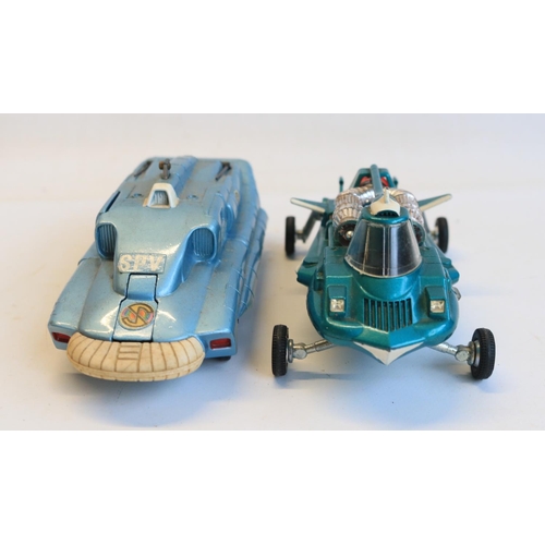 87 - Vintage Dinky Toys 102 Joe 90 Joe's Car and 104 Spectrum Pursuit Vehicle, models in good external co... 