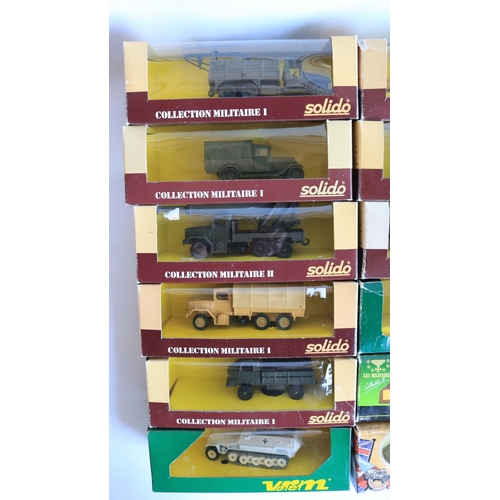 92 - Collection of diecast military vehicle models from Solido, Verem, Cararama, Brumm etc., generally 1/... 