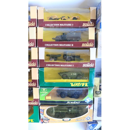 92 - Collection of diecast military vehicle models from Solido, Verem, Cararama, Brumm etc., generally 1/... 