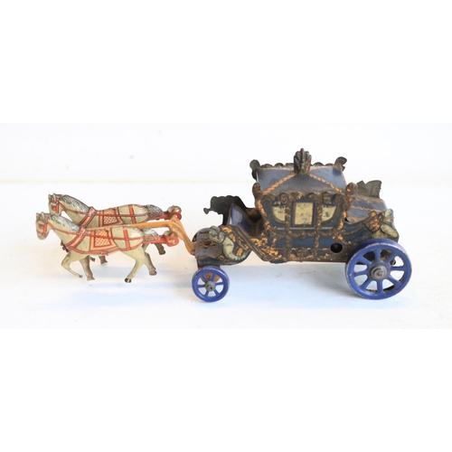 74 - Interesting collection of small vintage tinplate toys to include a Brimtoy Pocketoy clockwork bus (m... 