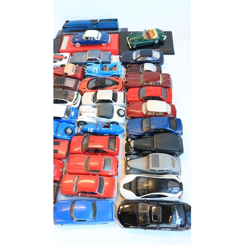 78 - Collection of unboxed but generally high quality 1/43 scale (mostly) diecast model cars, various man... 