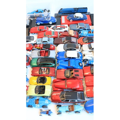 78 - Collection of unboxed but generally high quality 1/43 scale (mostly) diecast model cars, various man... 