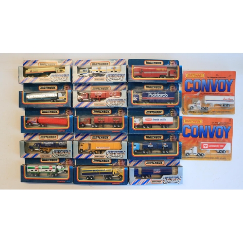 81 - Seventeen boxed diecast Matchbox Convoy truck models (2 in blister packs, 1 with detached packaging)... 