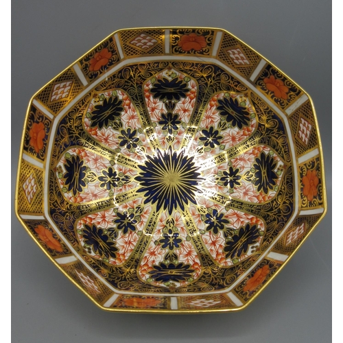 316 - Royal Crown Derby octagonal bowl in the pattern 1128, dated 1919, 19cm, A/F