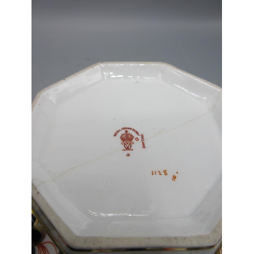 316 - Royal Crown Derby octagonal bowl in the pattern 1128, dated 1919, 19cm, A/F