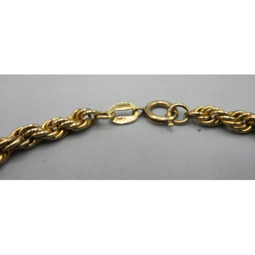 38 - 9ct yellow gold rope twist necklace, stamped 375, 10.5g